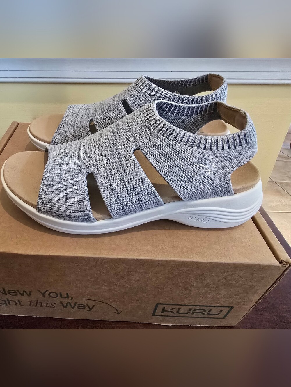 NIB KURU Coda Muse Knot Women's Blue/Grey Knit Slip-On Sandal - Picture 3 of 6